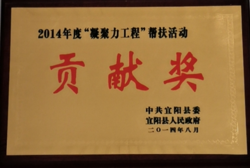 2014年度凝聚力工程幫扶活動貢獻(xiàn)獎(jiǎng)